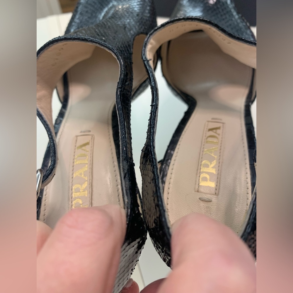 Prada Python Black Nude Platform Heels Size 39 Ln… - image 7
